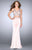 GiGi - V Neck Beaded Crop Top and Jersey Skirt Prom Dress 24487 in Pink