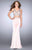 GiGi - V Neck Beaded Crop Top and Jersey Skirt Prom Dress 24487 in Pink