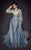 MNM COUTURE - 2448 Long Bishop Sleeve Embroidered Overskirt Gown In Blue
