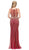 Dancing Queen - 2448 Metallic Bead Striped Prom Gown in Red