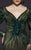 MNM COUTURE - 2452 Sequined Long Sleeve V-neck Mermaid Dress In Green