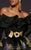 MNM COUTURE - 2454 Ruffled Off Shoulder Long Sleeve Floral Ballgown  In Black and Multi-Color