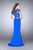 GiGi - Beaded Lace Crop Top and Jersey Skirt Long Prom Dress 24453 in Blue
