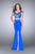 GiGi - Beaded Lace Crop Top and Jersey Skirt Long Prom Dress 24453 in Blue