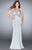 GiGi - Gorgeous Beaded Sheer Illusion Neck Jersey Dress 24557 In Silver