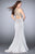 GiGi - Gorgeous Beaded Sheer Illusion Neck Jersey Dress 24557 In Silver