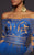 MNM COUTURE - 2456 Long Sleeve Sequin-Ornate Feather Fringed Gown In Blue