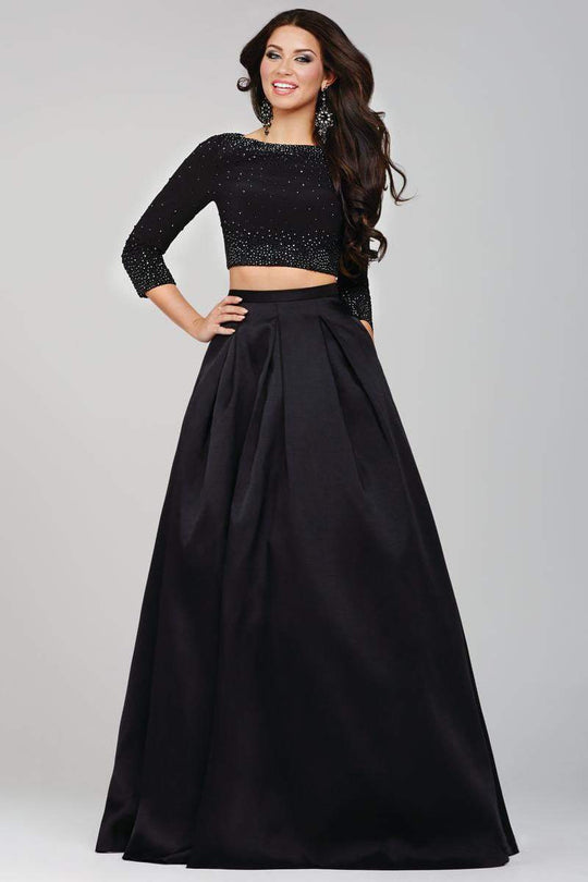 JVN24572 Two Piece Beaded Quarter Length Dress