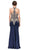 Dancing Queen - 2457 Gold Applique Halter Trumpet Prom Dress In Blue