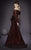 MNM COUTURE - 2458 Rosette Accented Long Sleeve A-Line Gown In Red