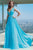 Alyce Paris - Ruched V-neck A-line Dress in Blue