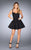 La Femme - 24628 Sleeveless Neoprene Pleated Mini Dress  in Black
