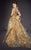 MNM COUTURE - 2463 Floral Embroidered Illusion Jewel Gown In Gold
