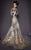 MNM COUTURE - 2464 Asymmetrical Long Sleeves Trumpet Gown In Multi-Color