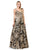 Dancing Queen - 2466 Appliqued Metallic Floral Prom Gown in Black and Gold