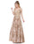 Dancing Queen - 2466 Appliqued Metallic Floral Prom Gown in Gold