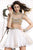 Alyce Paris - Two-Piece Crop Top Sheer Tulle Cocktail Dress with Multi-Colored Pearl Beadwork 2467 In White and Gold