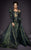 MNM COUTURE - 2469 Embossed Long Sleeves Sheer Evening Gown In Green