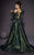 MNM COUTURE - 2469 Embossed Long Sleeves Sheer Evening Gown In Green