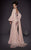 MNM COUTURE - 2473 V-Neck Long Sleeves Train Evening Gown In Pink
