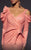 MNM COUTURE - 2475 Ruched V Neck Long Sleeves Mermaid Gown In Pink