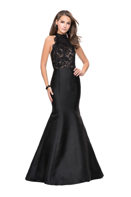 24778 High Halter Neck Mikado Mermaid Gown