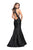 La Femme - 24778 High Halter Neck Mikado Mermaid Gown In Black