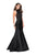 La Femme - 24778 High Halter Neck Mikado Mermaid Gown In Black