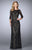 La Femme - 24855 Quarter Sleeve Sheer Lace Evening Gown In Black