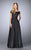 La Femme - Off-Shoulder Jacquard A-Line Evening Dress 24859 - 1 pc Black In Size 6 Available