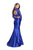 La Femme - 24901 Two Piece Lace Mikado Trumpet Dress In Blue