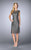 La Femme - 24905 Beaded Lace Knee Length Dress In Gray