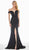 Ashley Lauren - 1497 Off-Shoulder Evening Dress with Slit In Black