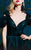 MNM COUTURE - 2491 Deep V-Neck Shirr-Rendered Ballgown In Black and Green