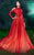 MNM COUTURE - 2492 Draped Cutaway Shoulder Sequined Ballgown In Red