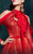 MNM COUTURE - 2492 Draped Cutaway Shoulder Sequined Ballgown In Red