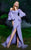 MNM COUTURE - 2493 Quarter Bishop Sleeve Fringed High Slit Gown In Purple
