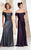 Montage by Mon Cheri - 24942P Jewel Ornate Ruched Off- Shoulder Gown In Gray and Purple