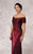 Montage by Mon Cheri - 24942P Jewel Ornate Ruched Off- Shoulder Gown In Red