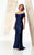 Montage by Mon Cheri - 24942P Jewel Ornate Ruched Off- Shoulder Gown In Blue
