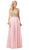 Dancing Queen - 2494 Jewel Encrusted Bodice A-Line Chiffon Gown In Pink