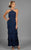 Daymor Couture - 3451 Ornate Strap Halter Layered Sheath Evening Dress In Blue
