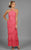 Daymor Couture - 3451 Ornate Strap Halter Layered Sheath Evening Dress In Orange and Pink