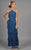 Daymor Couture - 3451 Ornate Strap Halter Layered Sheath Evening Dress In Blue
