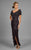Daymor Couture - Shirred Off Shoulder Long Gown 8031 in Brown