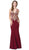 Dancing Queen - 2496 Sleeveless Embroidered V-neck Trumpet Dress In Red