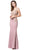 Dancing Queen - 2496 Sleeveless Embroidered V-neck Trumpet Dress In Pink