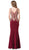 Dancing Queen - 2496 Sleeveless Embroidered V-neck Trumpet Dress In Red