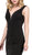 Dancing Queen - 2497 Shimmer Fabric Plunging Neck Fitted Prom Dress In Black