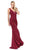 Dancing Queen - 2497 Shimmer Fabric Plunging Neck Fitted Prom Dress In Red